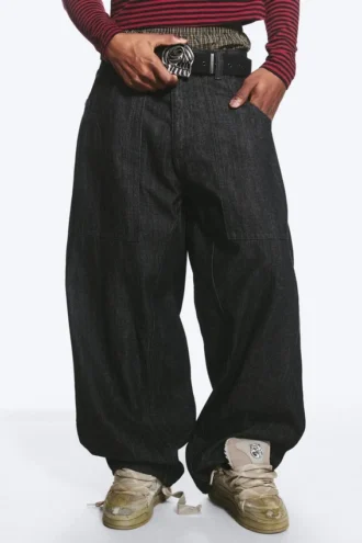 Dunno Unisex Low Rise Loose Barrel Jeans – Black Rinse – Sort | Cheap Monday Gb