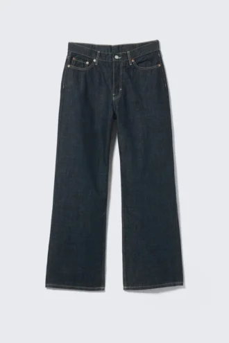 Dynasty lavtaljede, løse Jeans med brede ben – Blue Rinse – mørkeblå