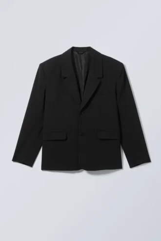Enkeltradet, afslappet skræddersyet blazer – sort