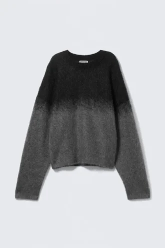Faded Mohair-Blend Trøje – Black/Grey Fade