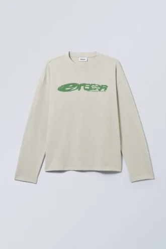 Fantastisk, boxy T-shirt med print og lange ærmer – Erazer Dusty Mole