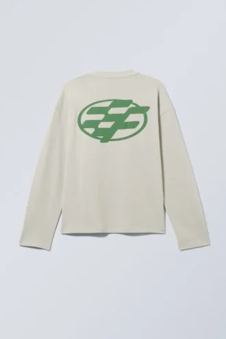 Fantastisk, boxy T-shirt med print og lange ærmer – Erazer Dusty Mole