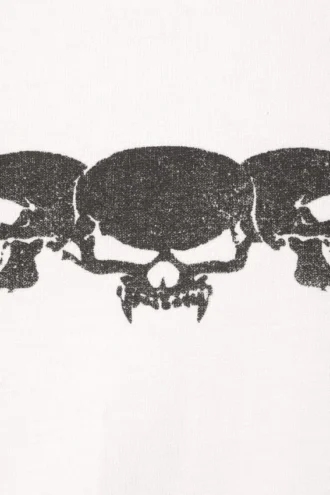 Fantastisk, boxy t-shirt med print og lange ærmer – hvid – Skull Flame