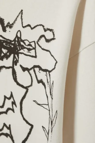 Fantastisk, boxy t-shirt med print og lange ærmer – støvet hvid – Shaky Monster