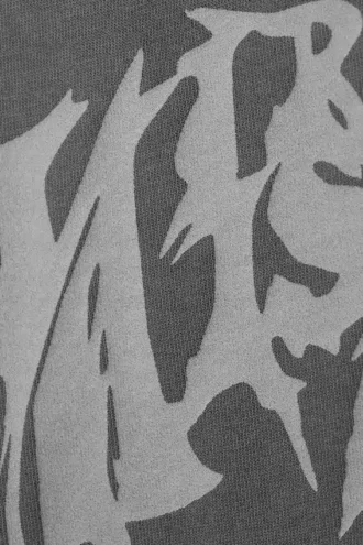 Fantastisk, boxy t-shirt med print og lange ærmer – vasket grå – Virtual Mission
