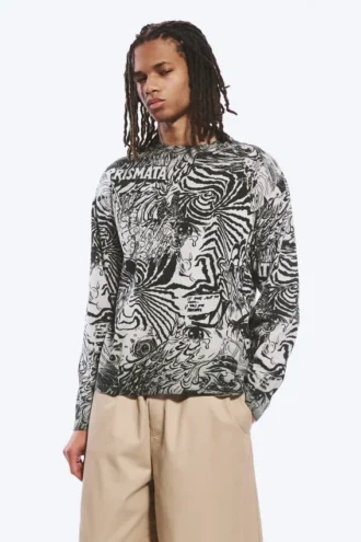 Fantastisk, firkantet T-shirt med print og lange ærmer – Dark Mole – Psychedelia