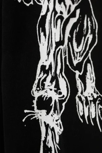 Fantastisk, firkantet t-shirt med print og lange ærmer – sort – Angry Panthers