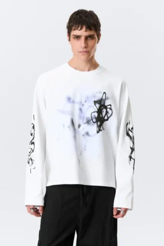 Fantastisk langærmede t-shirt med print – hvid – Airways