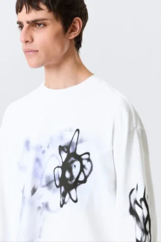 Fantastisk langærmede t-shirt med print – hvid – Airways