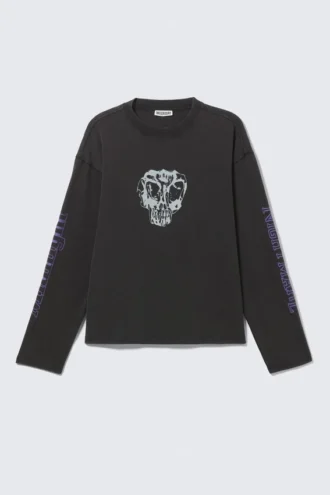 Fantastisk langærmede t-shirt med print – Sort – Midnight Nightmare