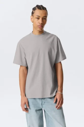 Fantastisk T-shirt i kraftig kvalitet – lys støvet grå