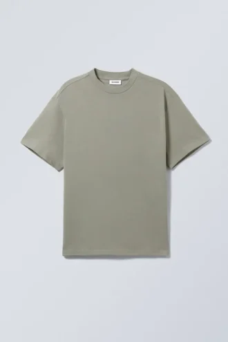 Fantastisk T-shirt i kraftig kvalitet – støvet khakigrøn