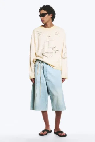 Fantastisk t-shirt med print og lange ærmer i boxy pasform – Light Dusty Mole – Sketch