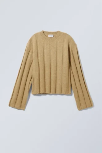 Fiona Rib-trøje – beige