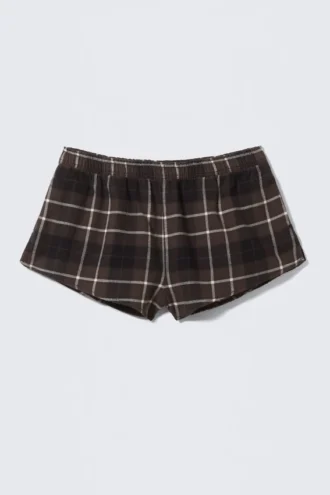 Flanel-pyjamas-Boxershorts – Brun ternet