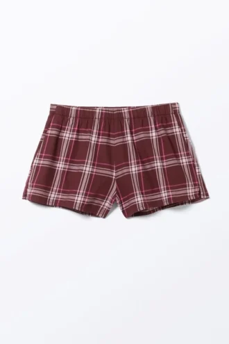 Flanelboxershorts – Mørkerød ternet