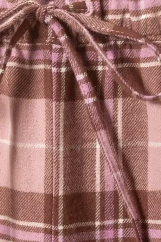 Flanellpyjamasbukser – lyserød og brun ternet