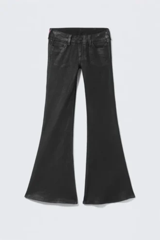 Flare Low Rise Coated Flared Skinny Jeans – Coated Black – Black | Cheap Monday Gb