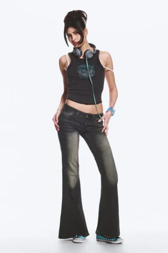Flare Low Rise Flared Skinny Jeans – Sennep Sort – Sort | Cheap Monday Gb