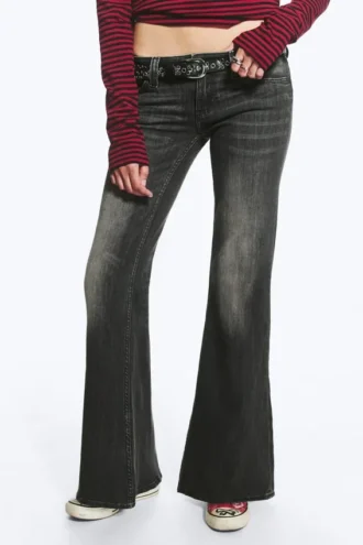 Flare Low Rise Flared Skinny Jeans – Sennepsfarvet Sort – Sort | Cheap Monday Gb