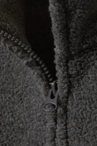 Fleece-jakke med lynlås – mørkegrå melange