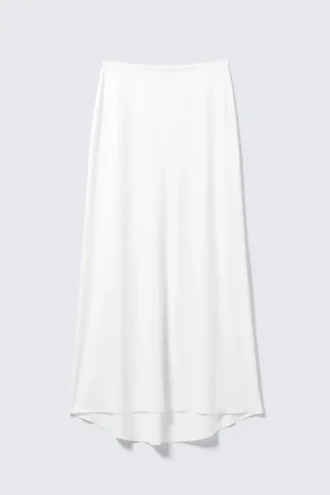 Flowy High-Low maxi-nederdel – hvid