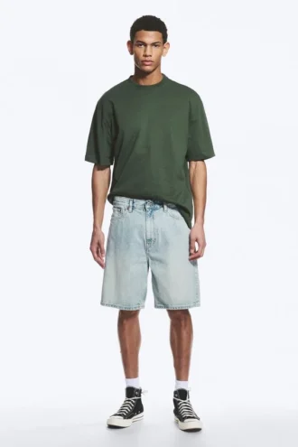 Galaxy denimshorts med mellemhøj talje og løs pasform – Dream Blue – Lys blå