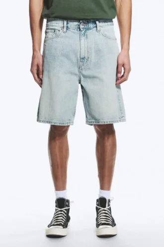 Galaxy denimshorts med mellemhøj talje og løs pasform – Dream Blue – Lys blå