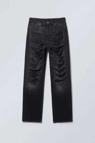 Galaxy Loose Straight Distressed Jeans – Distressed Black