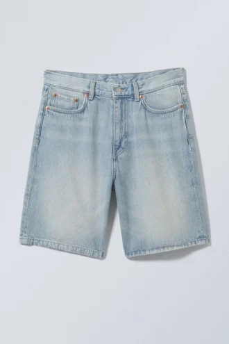 Galaxy Mid Rise Loose Denim Shorts – Lip Blue – Lys blå