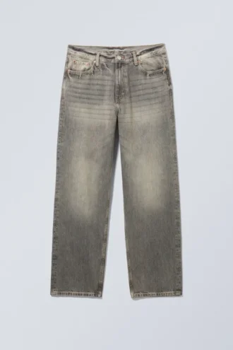 Galaxy Mid Rise Loose Straight Jeans – Canyon Grey – Medium Grey