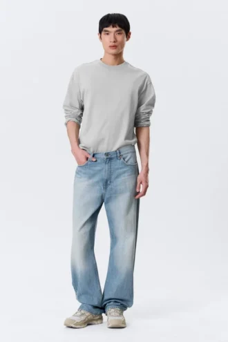 Galaxy Mid Rise Loose Straight Jeans – Kimberley Blue – Lysblå