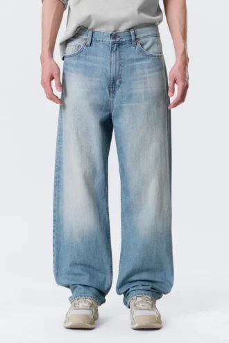 Galaxy Mid Rise Loose Straight Jeans – Kimberley Blue – Lysblå