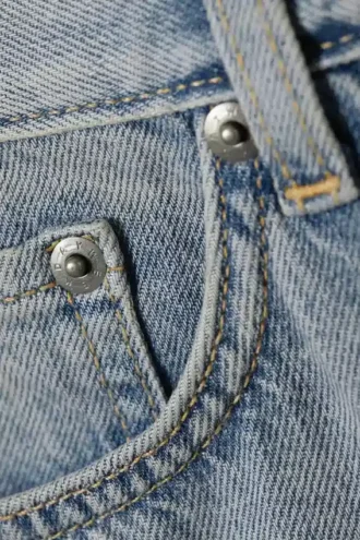 Galaxy Mid Rise Loose Straight Jeans – Murstensblå – Lys blå