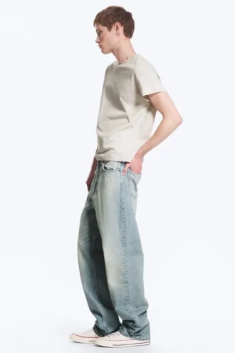 Galaxy Mid Rise Loose Straight Jeans – Port Blue – Light Blue