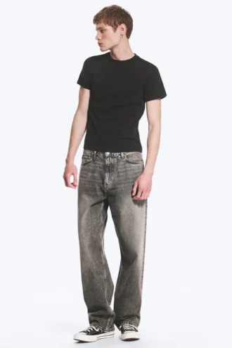 Galaxy Mid Rise Loose Straight Jeans – Redondo Black – Sort