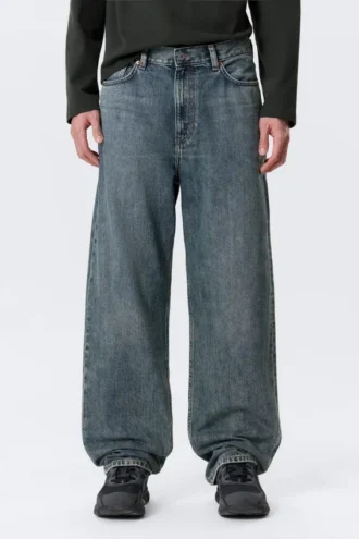 Galaxy Mid Rise Loose Straight Jeans – Second Blue – Blå