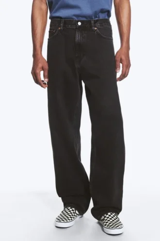 Galaxy Mid Rise Loose Straight Jeans – Tuned Black – Sort