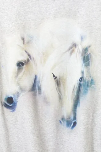 Gen-T-shirt med print – Horses Grey Melange
