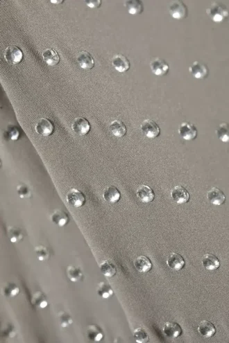 Gennemsigtig langærmet top med rhinestones – støvet grå