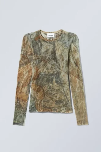 Gennemsigtig, printet langærmet top – Abstract Fairytale