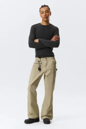 Gia F Flared Workwear-bukser – vasket beige
