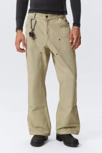 Gia F Flared Workwear-bukser – vasket beige
