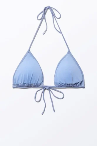 Glitter-triangel-bikinitop – Blå glitter