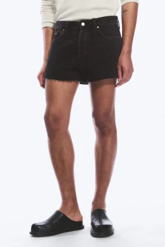 Gravity Mid Rise Loose Denim Shorts – Tuned Black – Sort