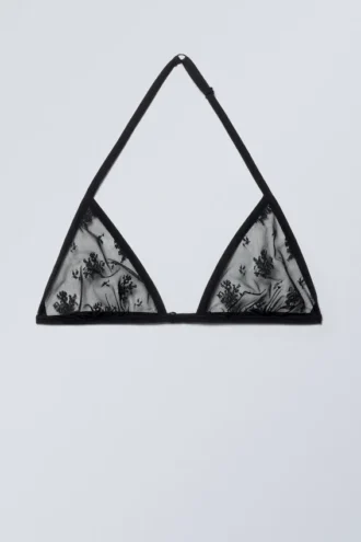 Halter-bh med blonder – sort