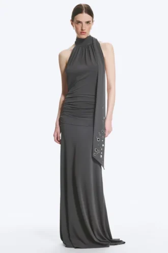 Halter-maxi-kjole – mørkegrå