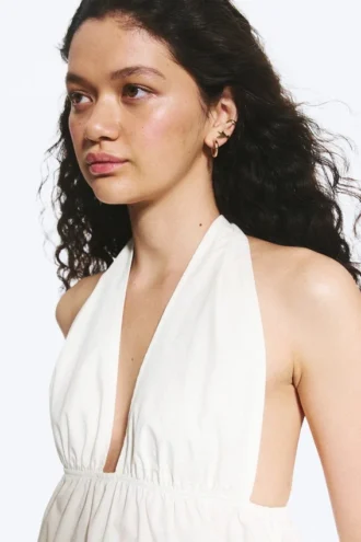 Halterneck-top i bomuld – offwhite