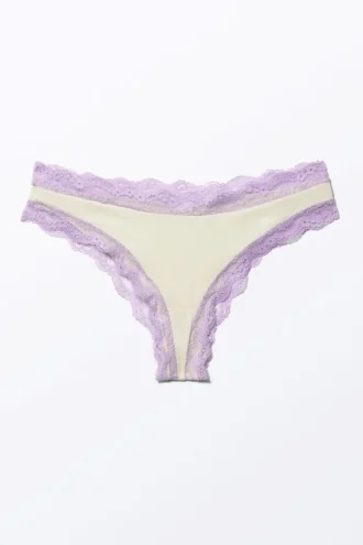 Hipster-underbukser med lav talje og blonder – off-white og lilla