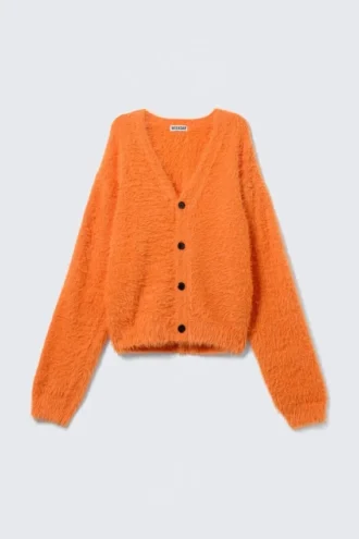 Håret cardigan med V-hals – Orange